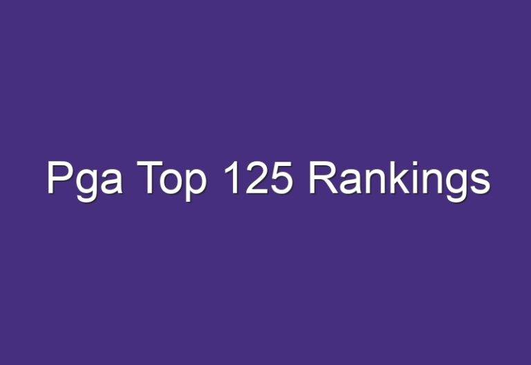 Pga Top 125 Rankings